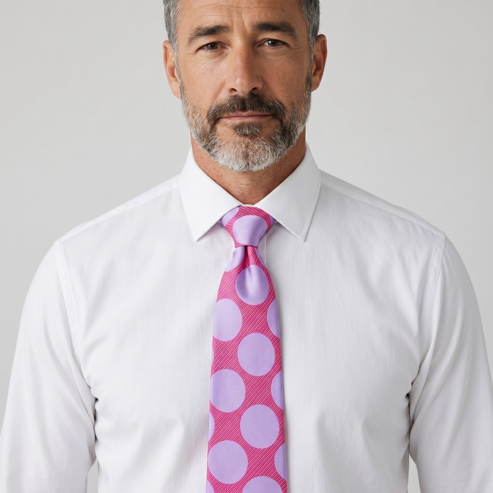 Ted Baker Silk Tie Pink Lilac Polka Dot USA Made Designer Luxury Necktie